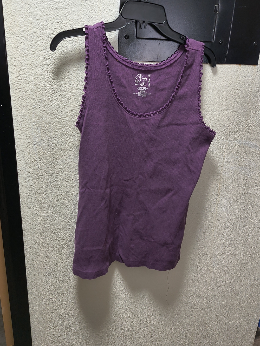 Women’s Scoop Neck Tank Top with Lettuce-Edge Trim — Purple